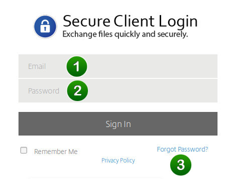 Secure Client login Step 1, 2, and 3 at SBW Financial Services, Inc